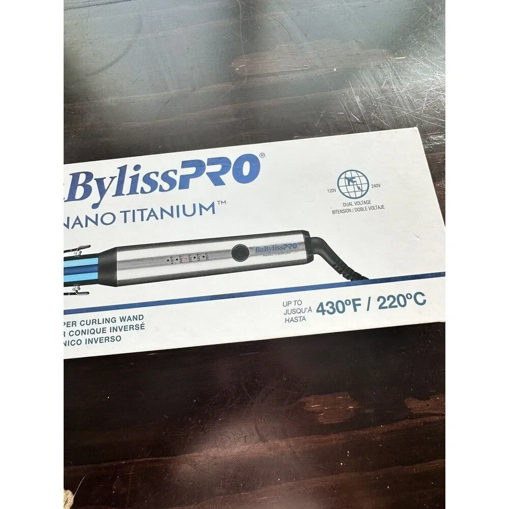BaBylissPRO Nano Titanium Reverse Taper Curling Wand NEW